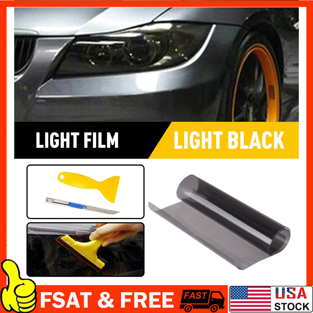 12x78 Light Black Gloss Vinyl Wrap for Headlights and Taillights