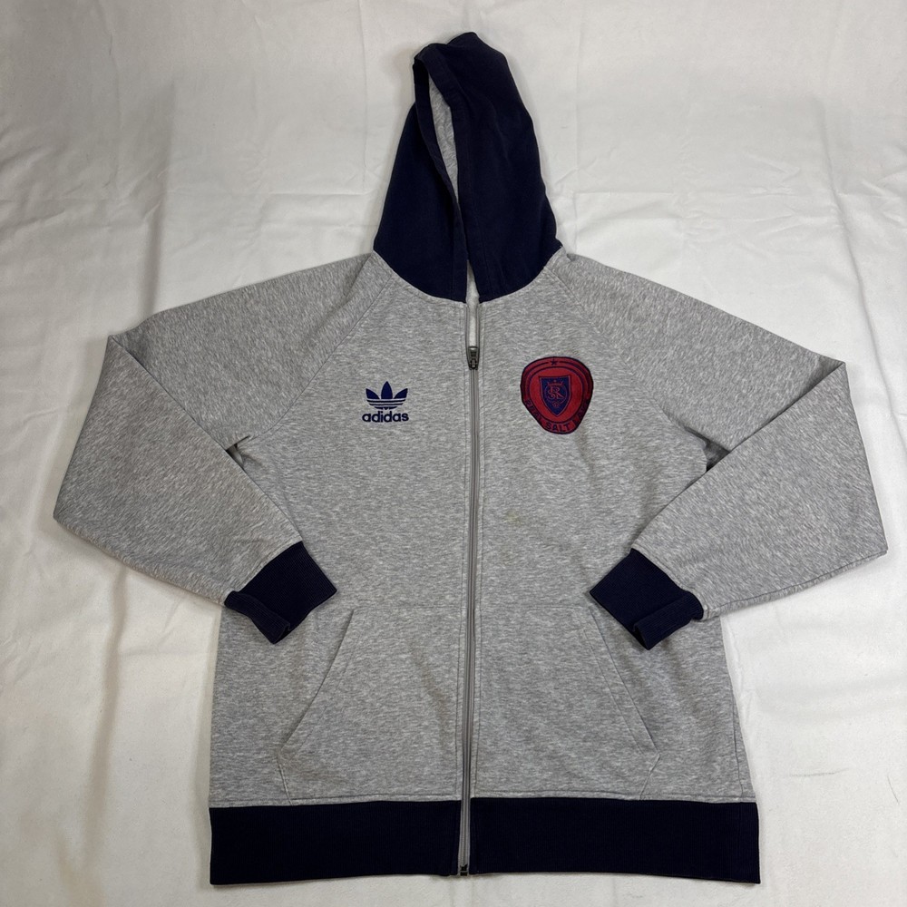 Adidas Real Salt Lake MLS Men's Gray Full Zip Hoodie Size Large  