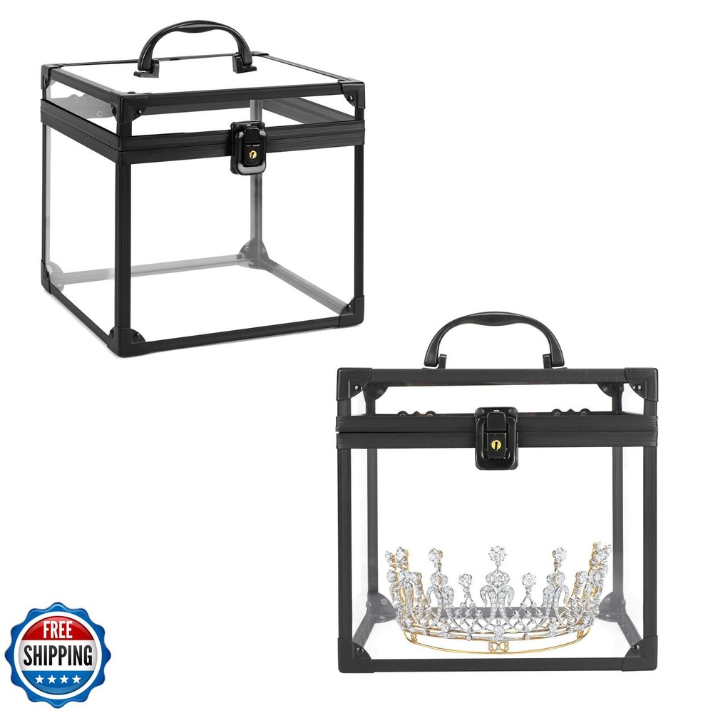 Donghome Clear Acrylic Crown Makeup Organizer Box with Large Capacity