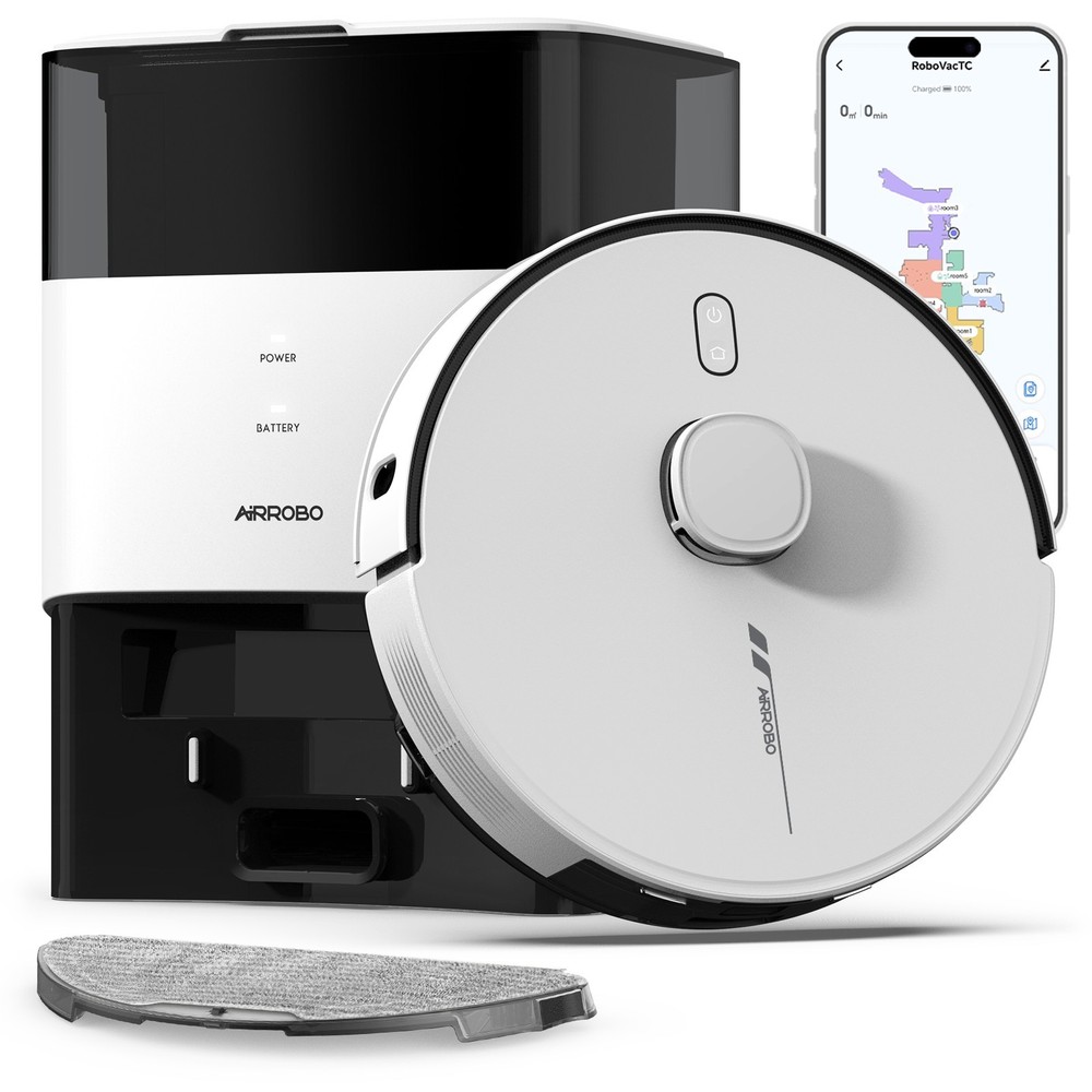 AIRROBO L60+ Self-Emptying Robotic Robot Vacuum and Mop Home Mapping 6000PA