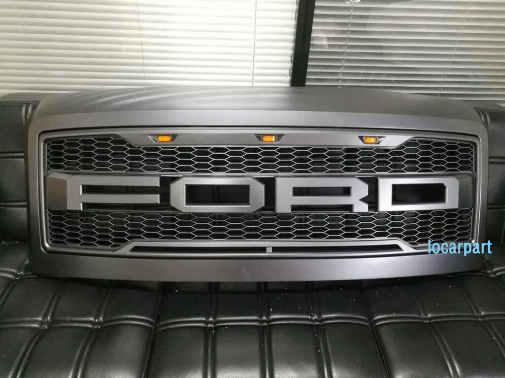 For For-d F250 F350 Grill 2008 09 2010 Super Duty Front Mesh Grille w/Letter+LED