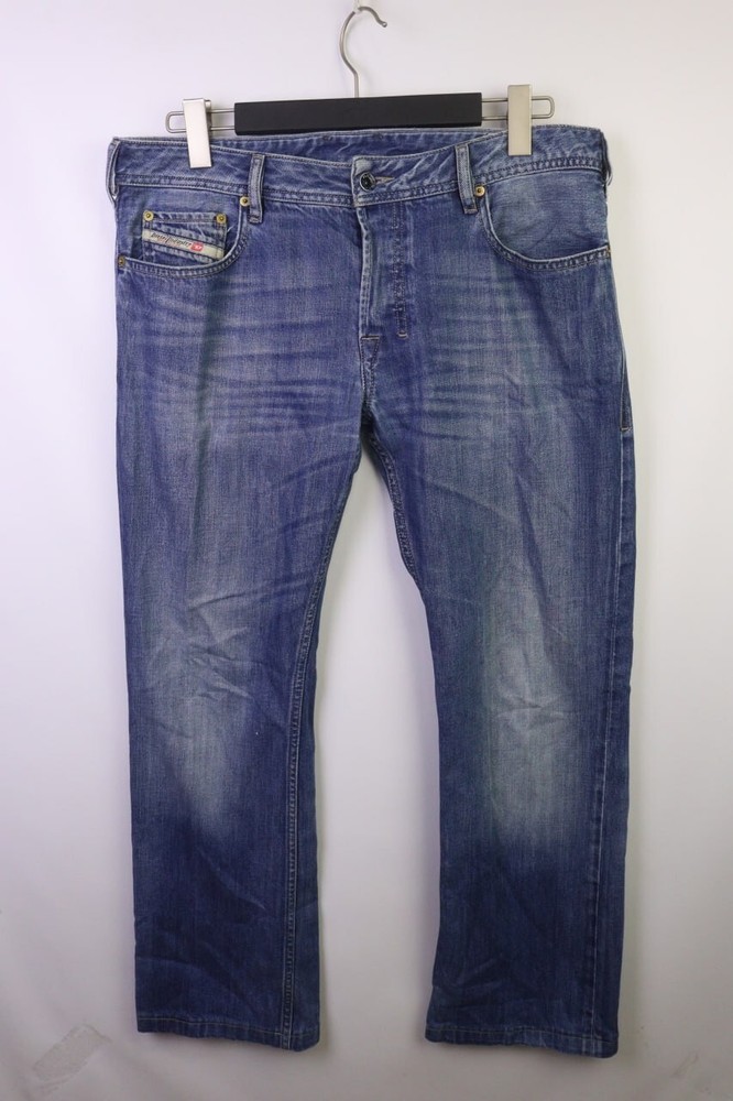 DIESEL Blue Wash Denim Straight Leg Regular Fit Jeans Size 34 Button Fly