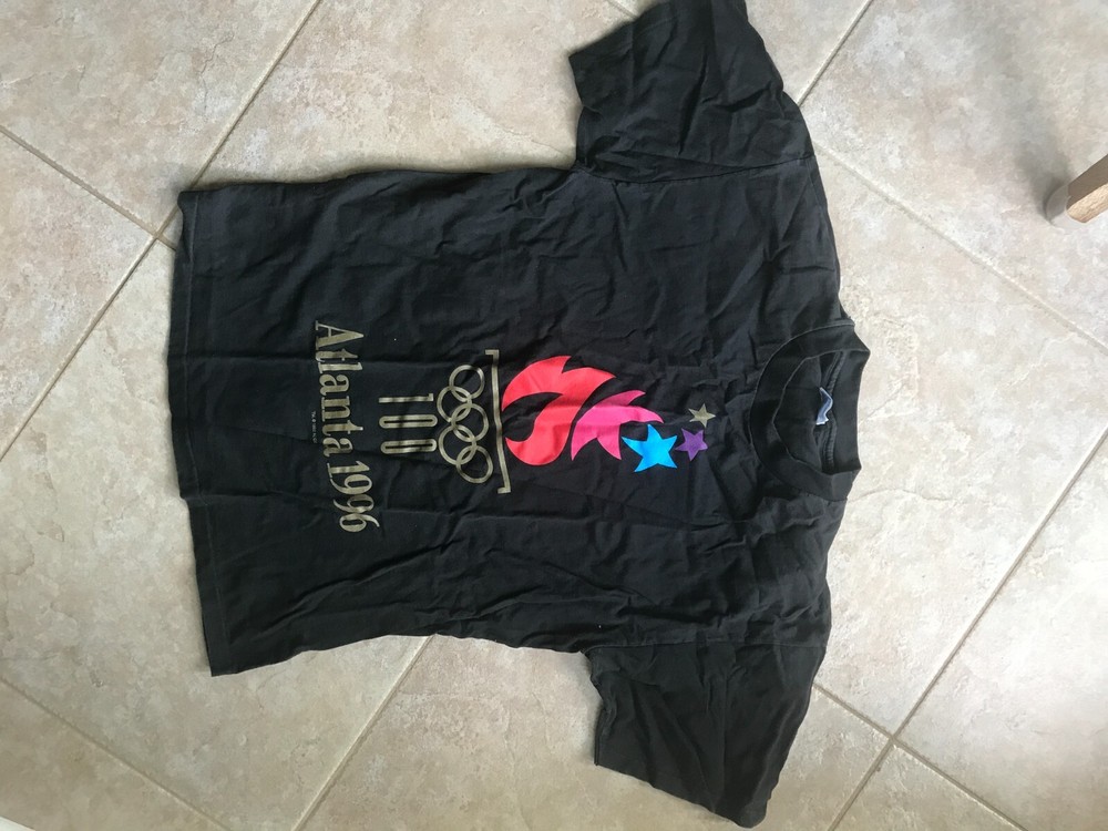 Vintage 1996 Atlanta Olympics Torch Graphic Tee Single Stitch Hanes Heavyweight Large
