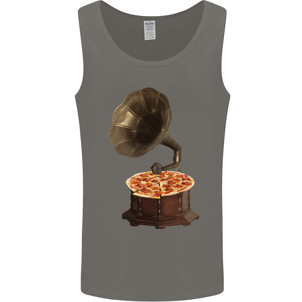 Pizza Gramophone Vinyl Records Turntable DJ Mens Vest Tank Top