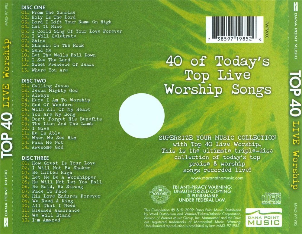 VARIOUS ARTISTS TOP 40 LIVE WORSHIP NEW CD