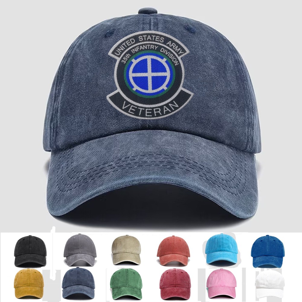 Custom Embroidered Hat US Army 35th Infantry Division Veteran, Trucker Hat, Gift