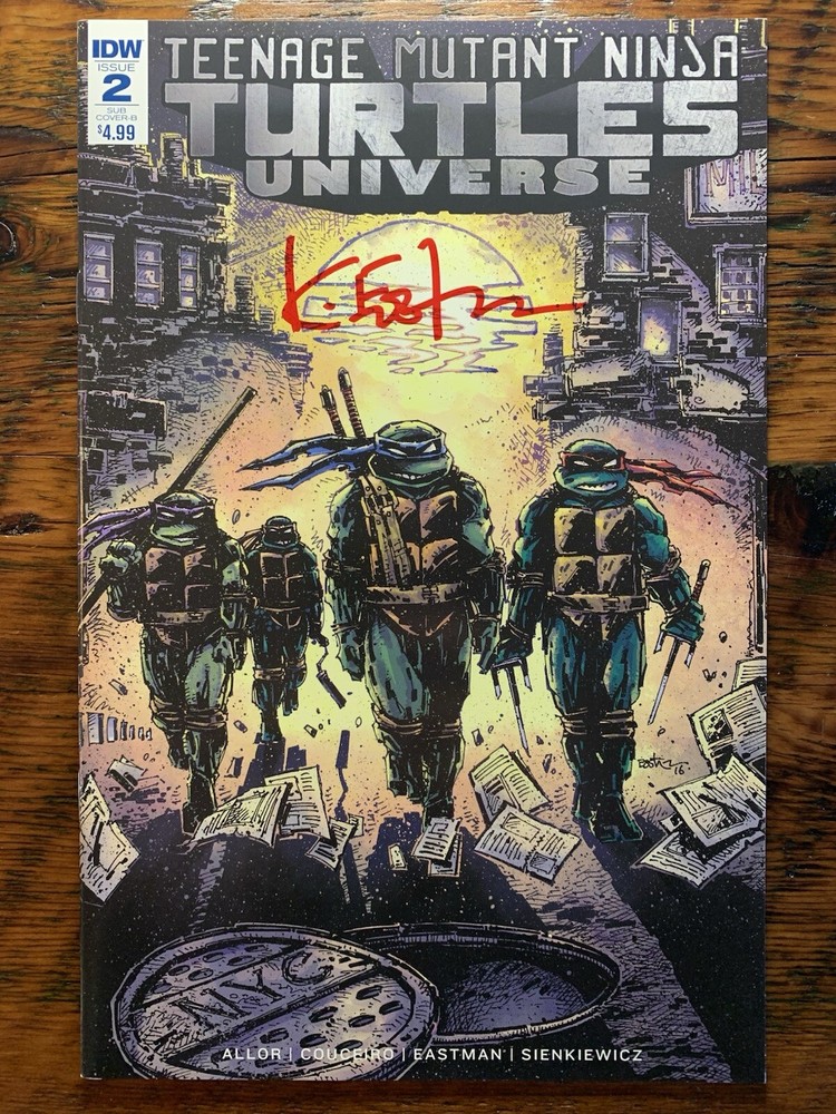 Teenage Mutant Ninja Turtles Universe #2B NM Variant Signed By Eastman IDW 2016