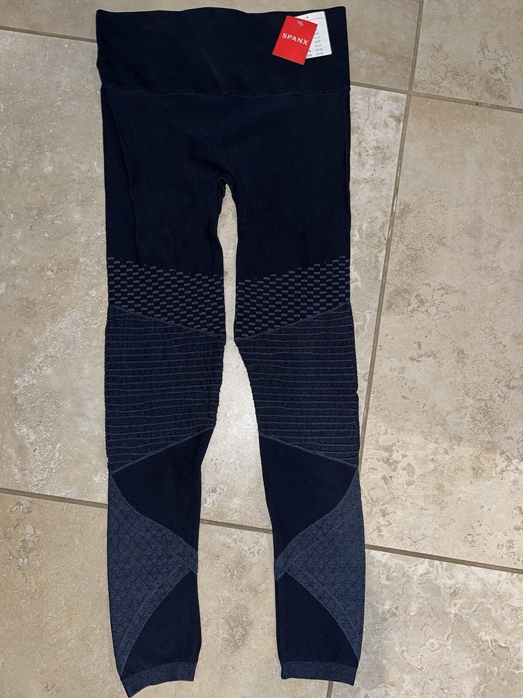 SPANX Seamless Moto Leggings in Indigo Sky Blue with Tummy Control Medium