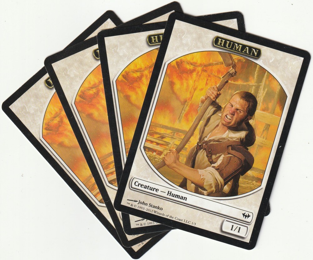 Magic The Gathering White Human Tokens Playset 4x DKA 2012