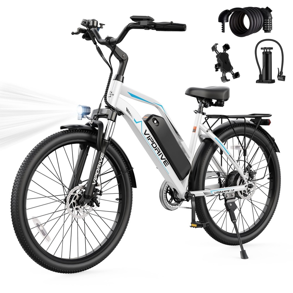 26-Inch City Commuter EBike 500W 48V 7.8Ah Removable Battery 22MPH 50Miles Range