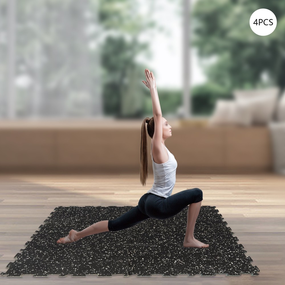 4x 50x50cm Non-Slip Gym Floor Mats for Home Workout Yoga Fitness Puzzle Tiles