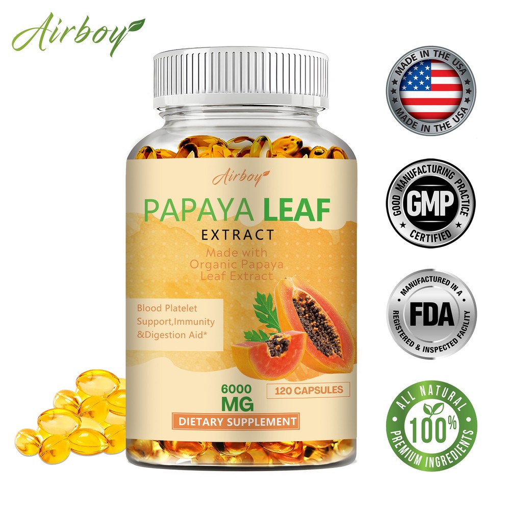 Papaya Leaf Extract Capsules - Supports Digestive System & Blood Platelets Level