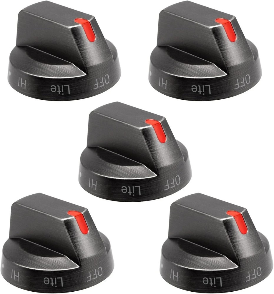 Samsung Stove Knob Replacement Set - Black Stainless Steel, 5 Pack