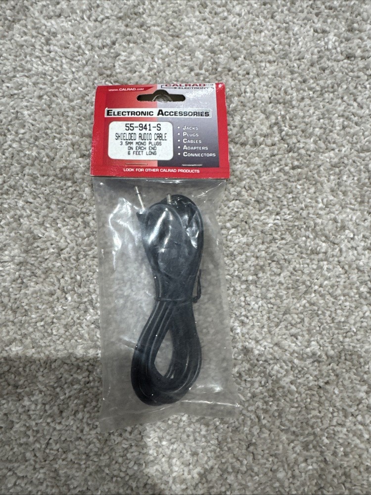 Calrad 6 Feet shielded stereo extension cable 55-941-S. 3.5mm Audio Cable. Black