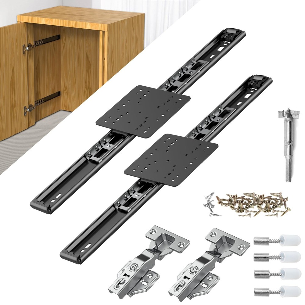 Pisman 14 Inch Pocket Door Slides 2-Pack with Cabinet Hardware