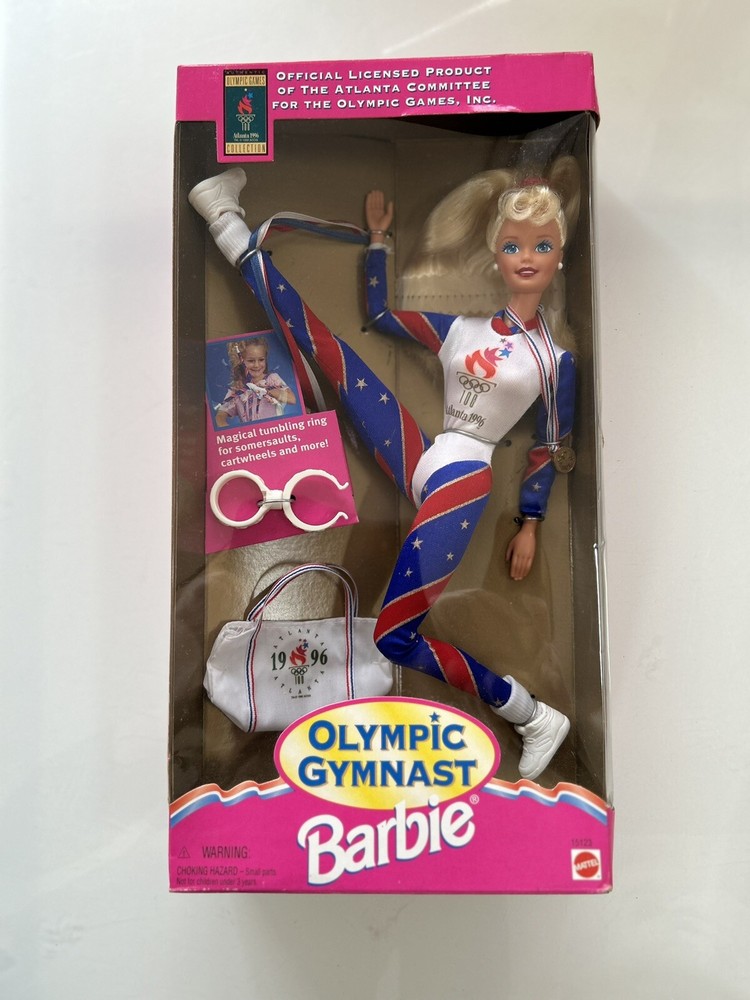 Barbie 1996 Olympic Gymnast Barbie Doll 15123 Mattel 1995 Vtg NIB READ Box Glue