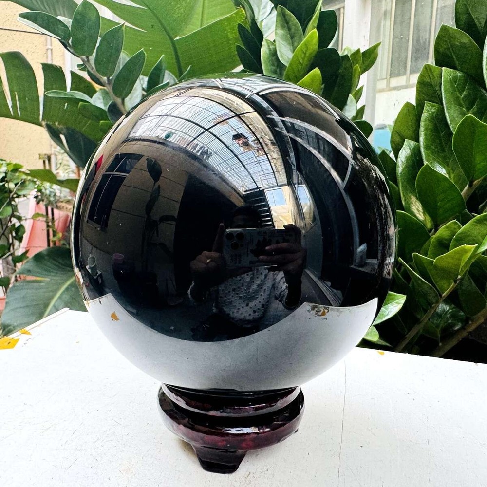 9.7LB  Natural black obsidian ball repair quartz crystal ball gift Healing