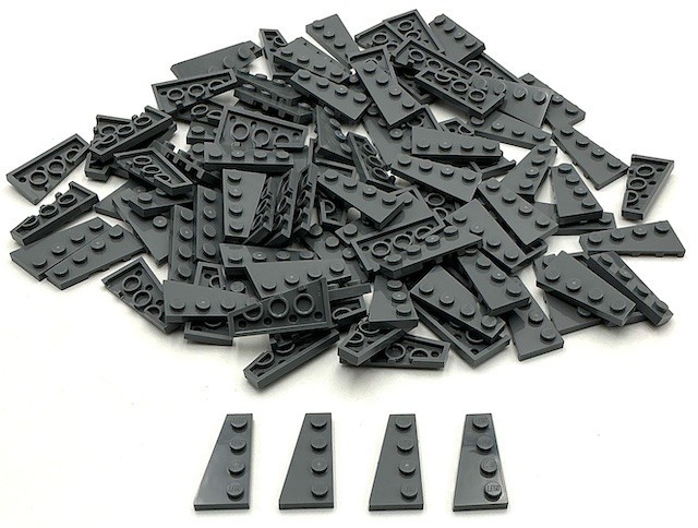 Lego 100 New Dark Bluish Gray Wedge Plates 4 x 2 Left Parts