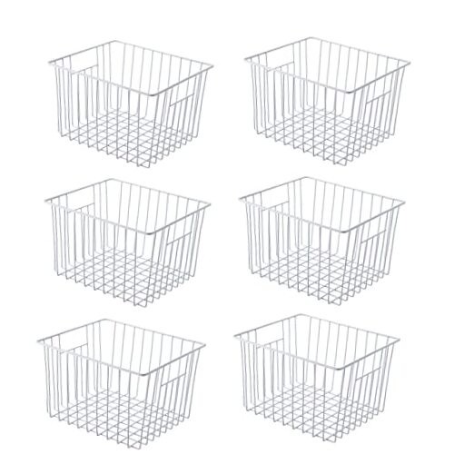 11x9x5.5in White Metal Freezer Basket Organizer 6-Pack