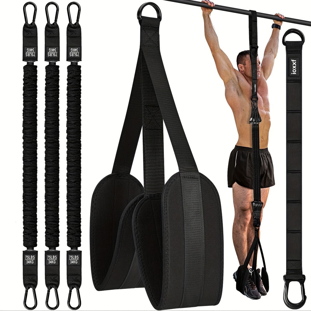 1pc Pink 3-Section Stackable Resistance Bands Pilates Bar Kit with Handle - Med