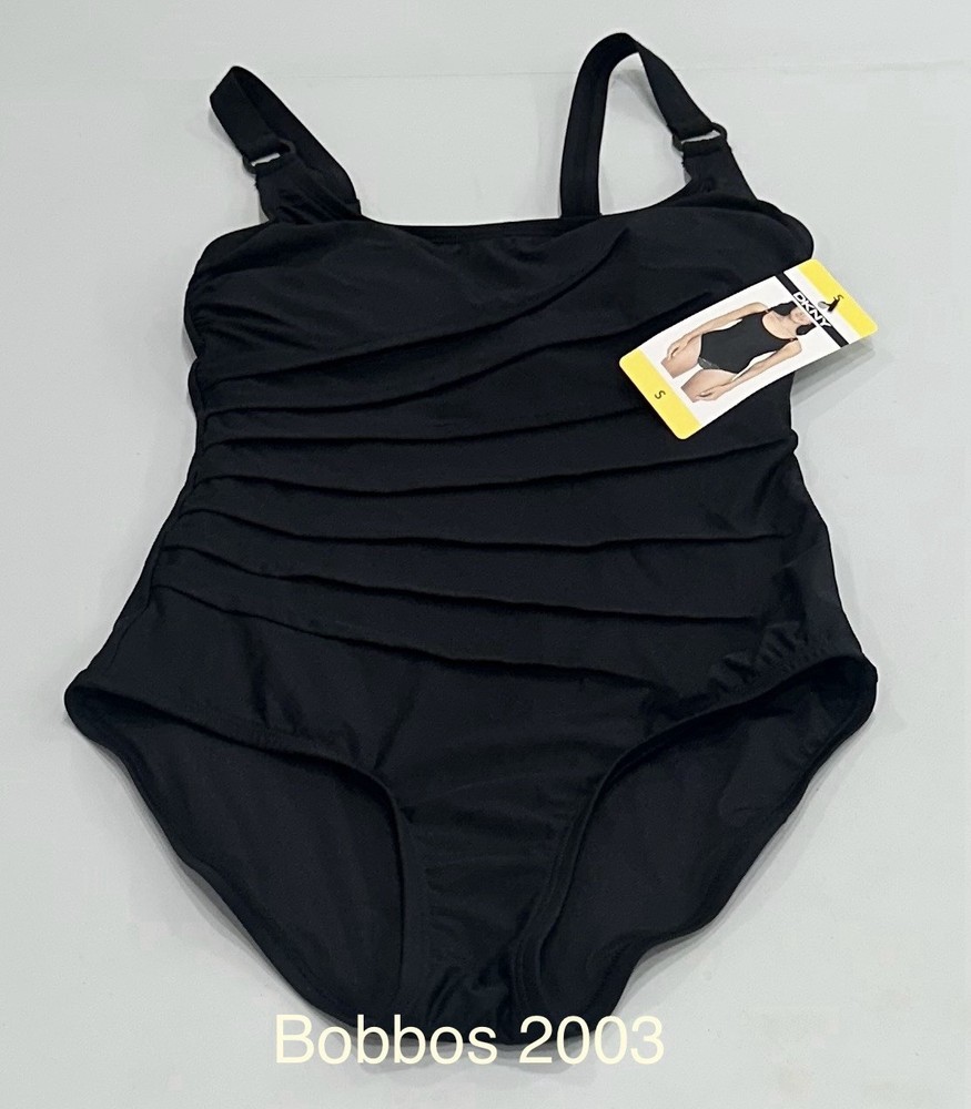 DKNY Women's One-Piece Swimsuit, Black, Size S