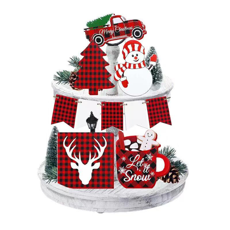 Christmas Wooden Food Tray Santa Holiday Party Decor Gift
