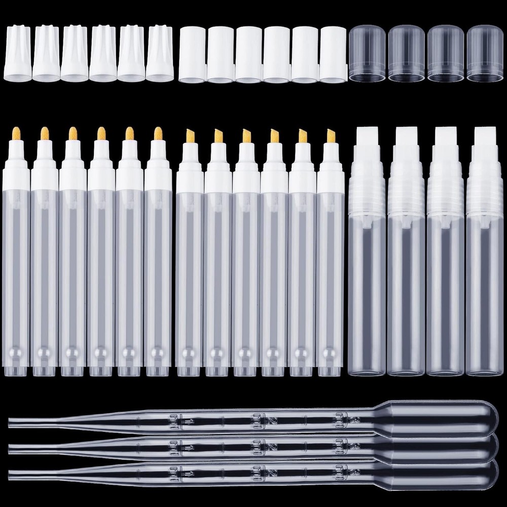 16-Piece Refillable Acrylic Paint Marker Set with 3mm 6mm 15mm Tips