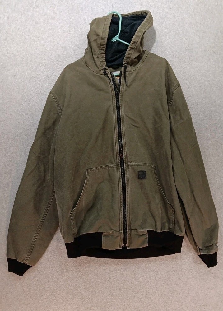 VTG Carhartt J360 ARG Hooded Jacket XL Tall Green Mesh Lined Black Logo