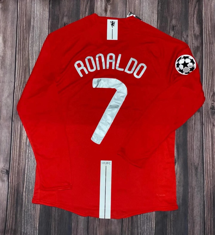 Cristiano Ronaldo #7 2008 UCL Final Manchester United Nike Long Sleeve Jersey M