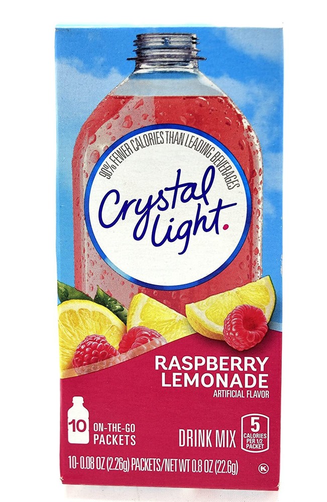 Crystal Light On The Go Raspberry Lemonade Drink Mix 10 Packet Box