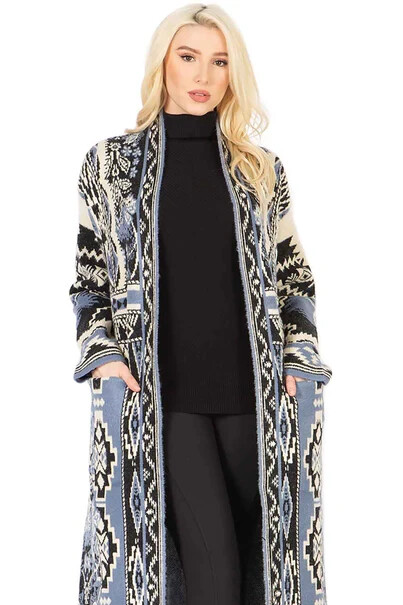 NWT Soft Surroundings Annelise Soft Cardigan Western In Blue Size: 1X