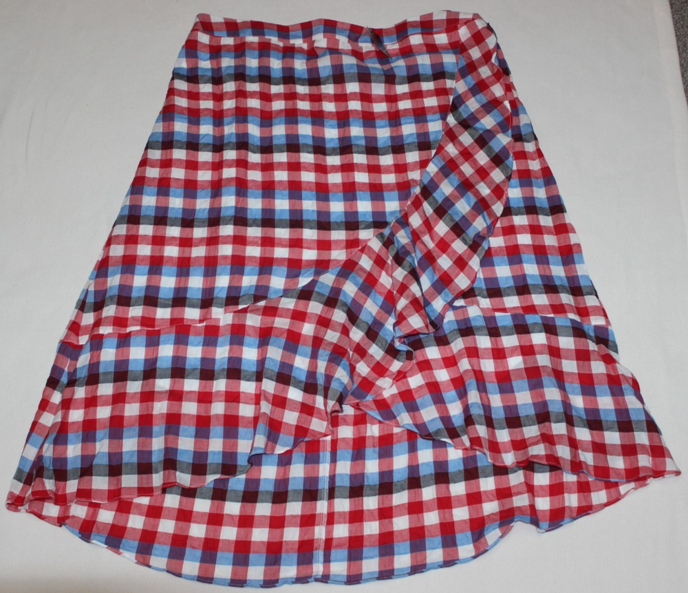 NWT Lane Bryant Women's Midi Skirt Size 22/24 Red White Blue Plaid Faux Wrap