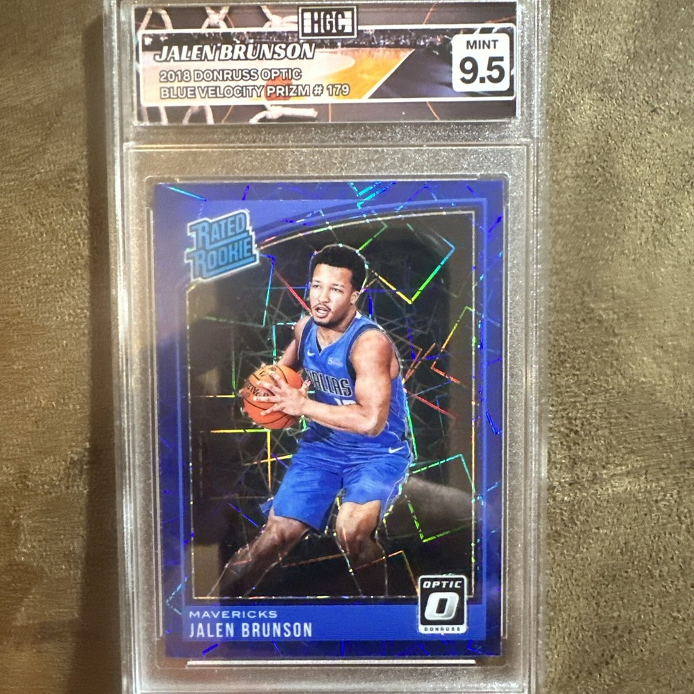 Jalen Brunson Blue Velocity Rookie Card HGC 9.5