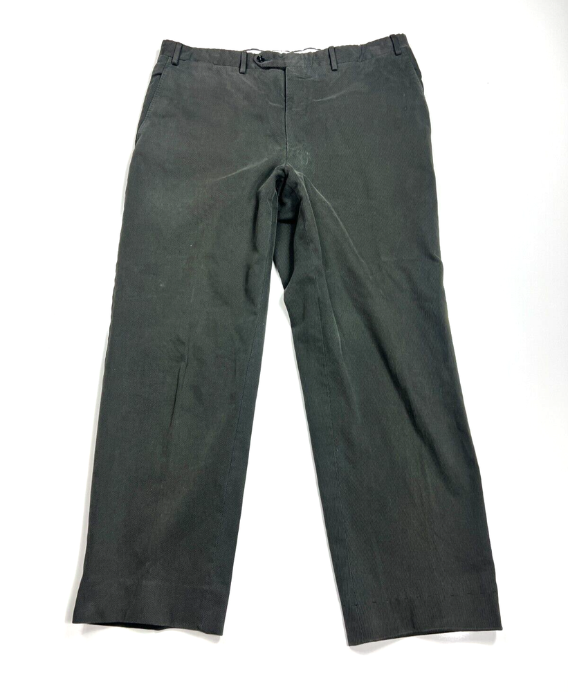 Canali Corduroy Pants Gray Flat Front Straight Fit Italian Cotton Men's 36X29