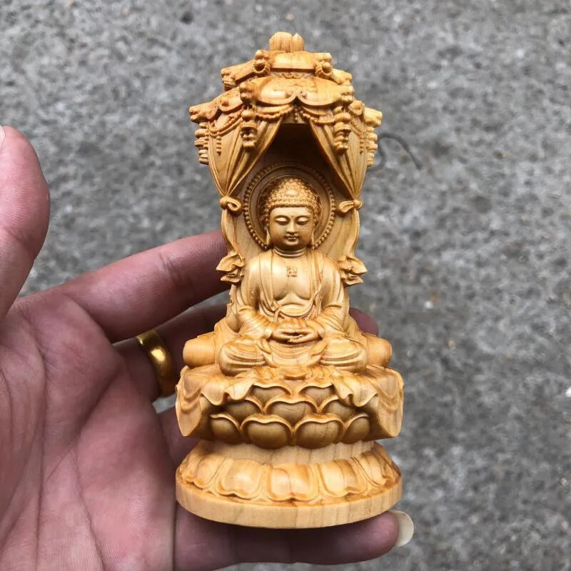 Wood Carving Figure of The Three Saints of The West Buddhist Buddha Statue Decor