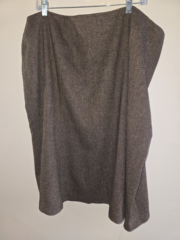 Women's Causal Corner Annex  Brown Wool Blend Fit Flare Elastic Sides Skirt  24W