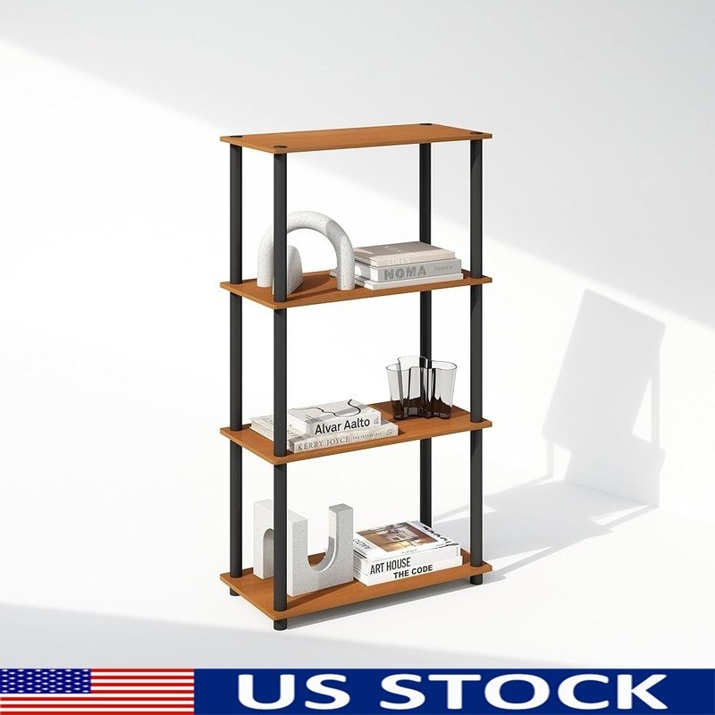 Minimalist 4-Tier Bookshelf Durable Wood Storage Rack Easy Assembly Space Saving