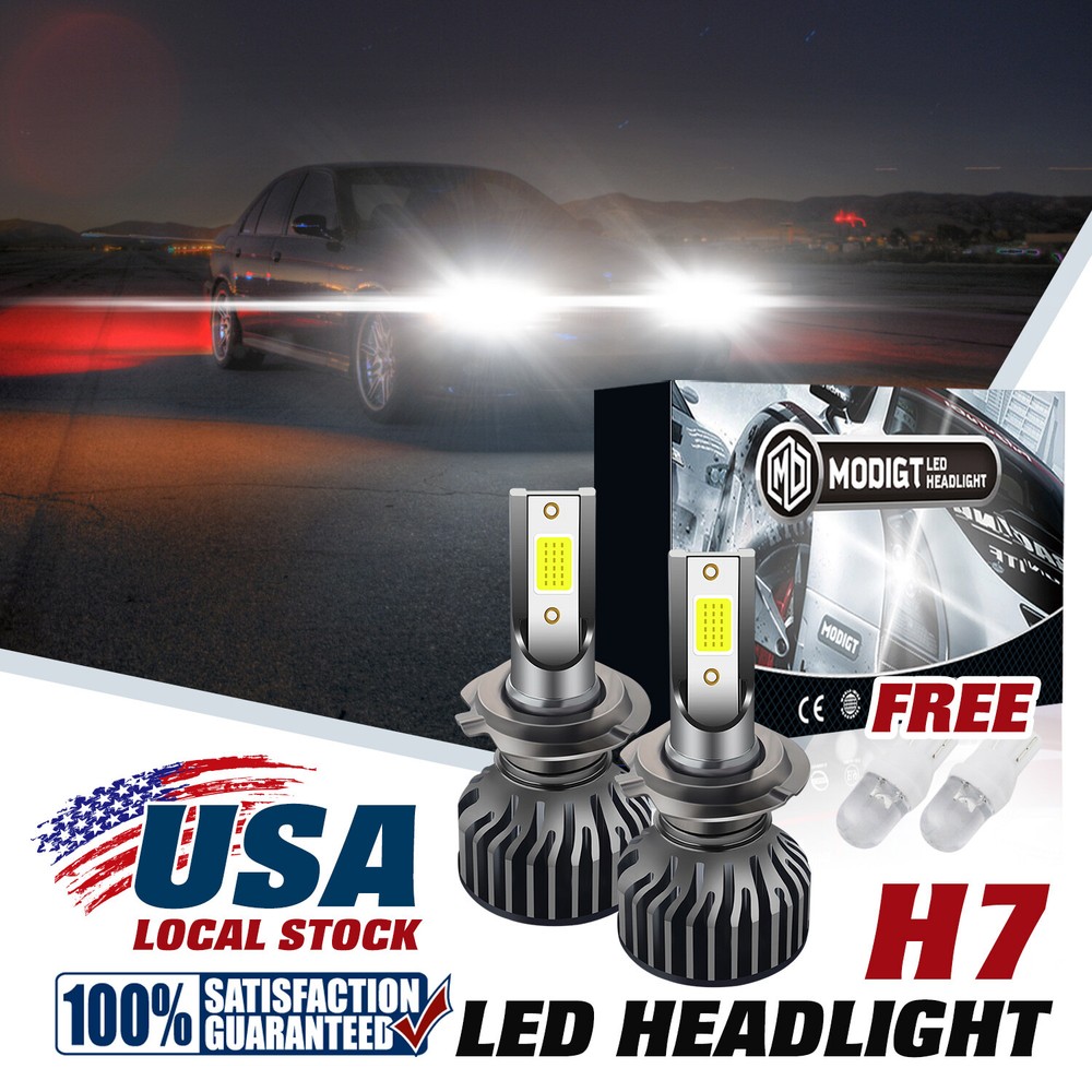 2 X H7 LED Headlight Bulbs 120000LM 6000K 200W For Volkswagen Golf 2010-2019