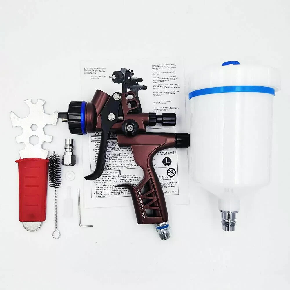 New HVLP Spray Gun Car Top Paint 1.3mm Nozzle W/Pressure Regulator Gravity 600ML