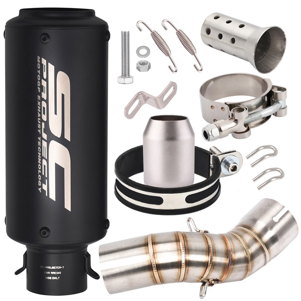 Fit Kawasaki Z900 17-22 Black Muffler Exhaust Tips Mid Link Pipe Slip on System