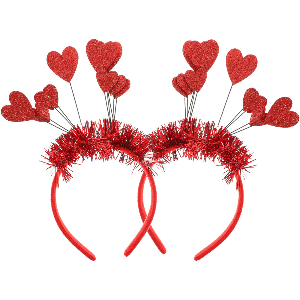2 Pcs Heart Headband Valentine's Day Headwear Photo Prop for Party