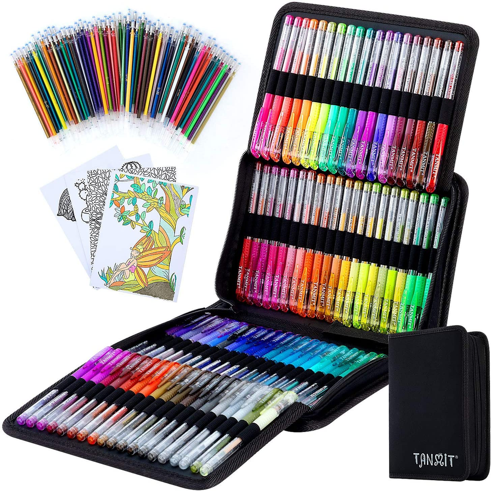 Glitter Gel Pens, 160 Pack Glitter Pen with Case for Adults Coloring Books, Arti