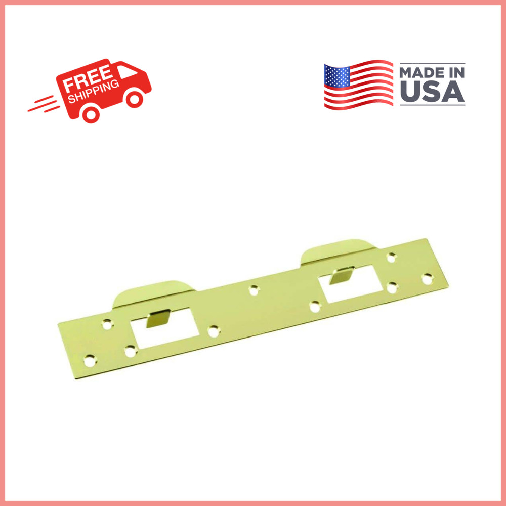 Polished Brass Dual Security Door Strike Plate Heavy Duty Reinforcement