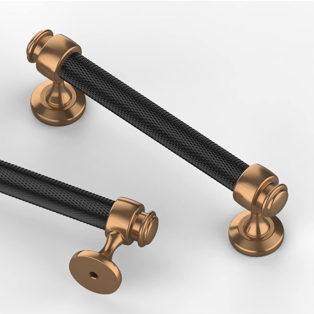 Asidrama 10 Pack 4 Inch Knurled Black and Bronze Cabinet Pulls Drawer Handles