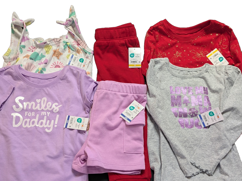 NWT Garanimals Toddler Girl 6pc Bundle Lot Sizes 2T & 24M Mix & Match Clothes