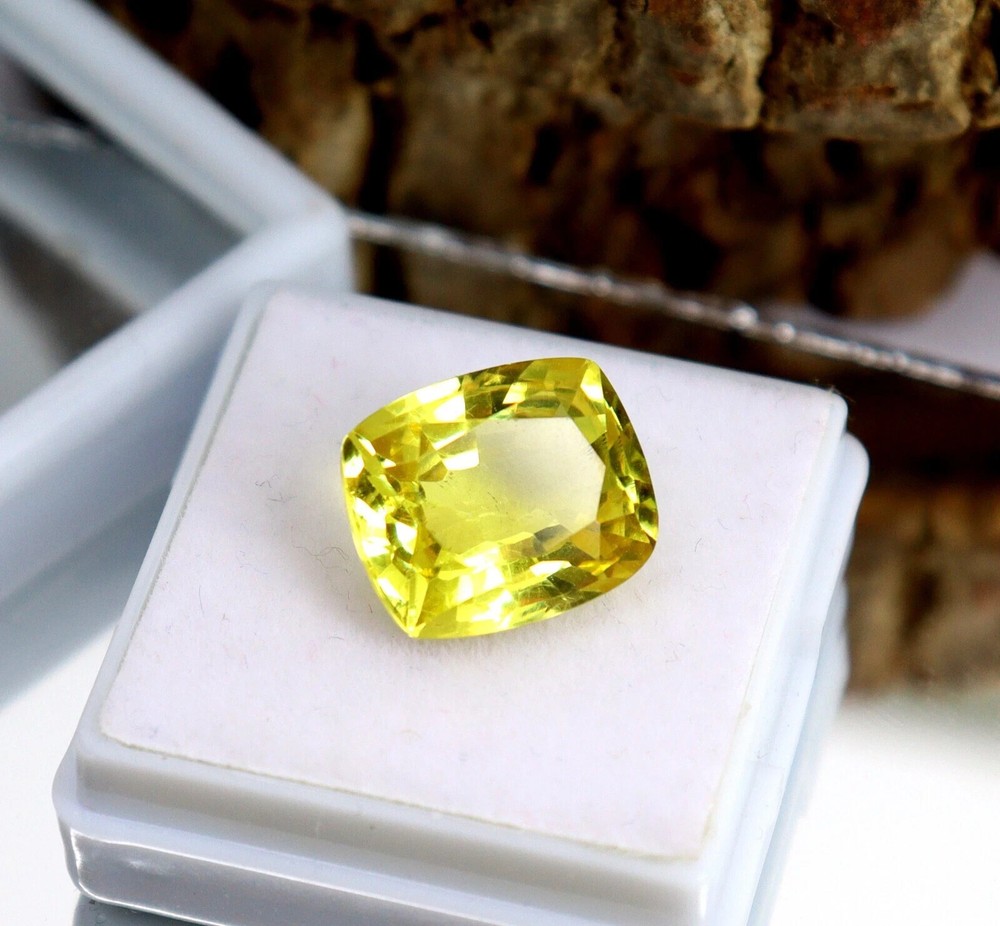 12 Ct Natural Ceylon Yellow Sapphire Cushion Cut Certified Clean Gemstone