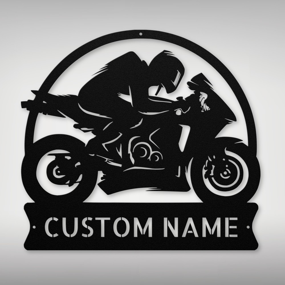 Personalized Motocross Biker Metal Sign Custom Motorcycle Decor Home Office Gift