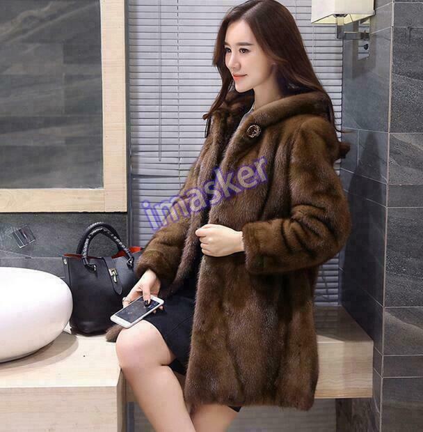 Women's Long Hooded Mink Fur Winter Parka Jacket