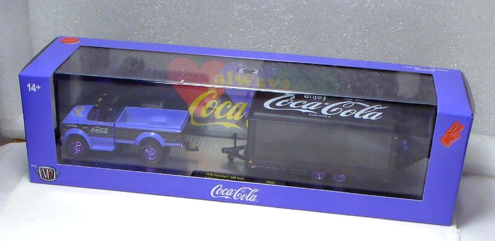 M2 Machines Coca Cola Purple Chase 1970 Chevy C60 Auto Haulers 1:64 Diecast Set