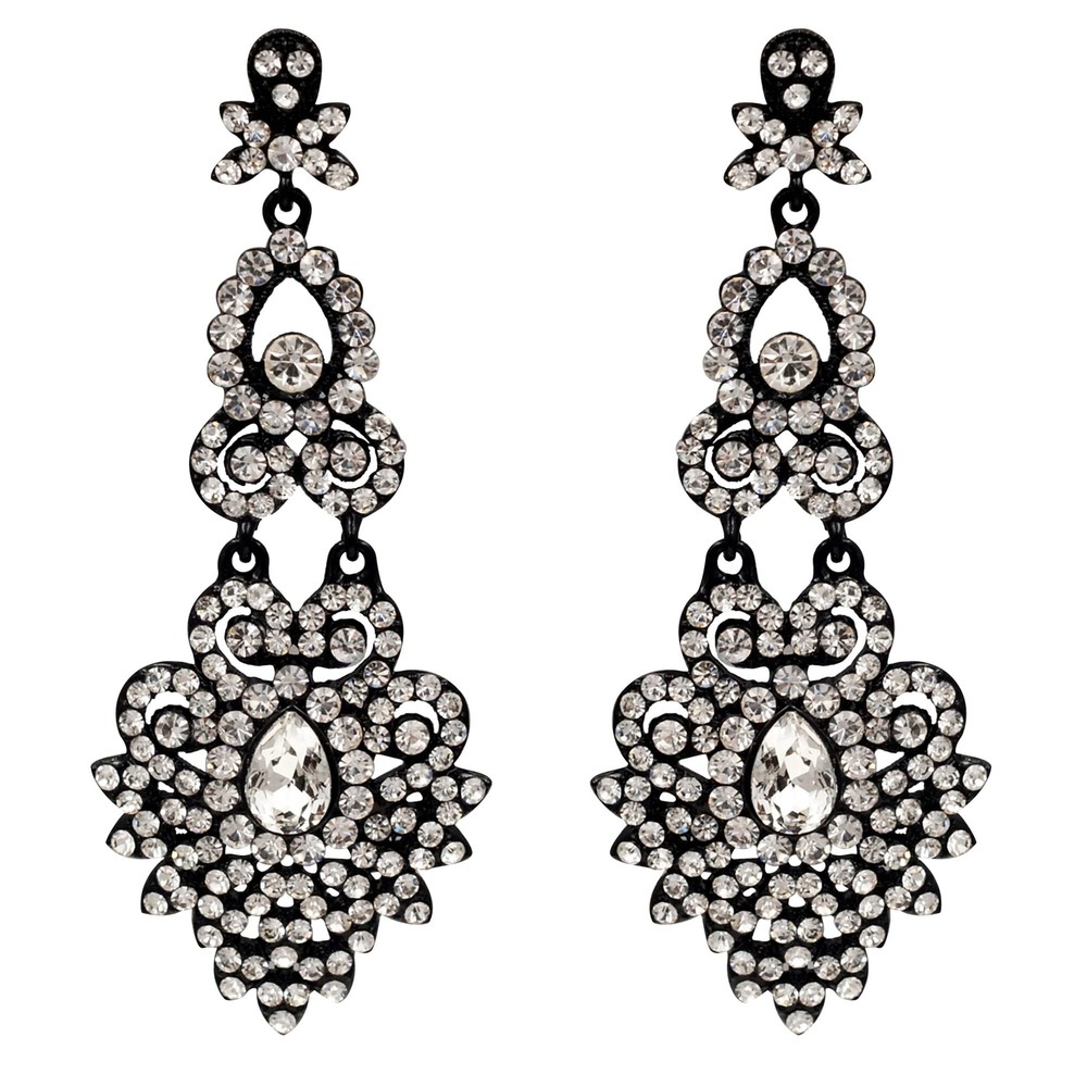 Austrian Crystal Rhinestone Chandelier Drop Earrings for Weddings and Proms